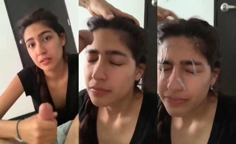 Desi Video Cum on her cute face